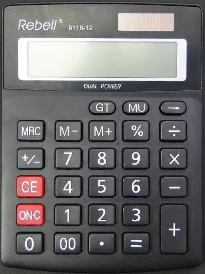 Rebell Calculator de birou, 12 digits, 137 x 104 x 23 mm, dual power, Rebell 8118-12 - negru