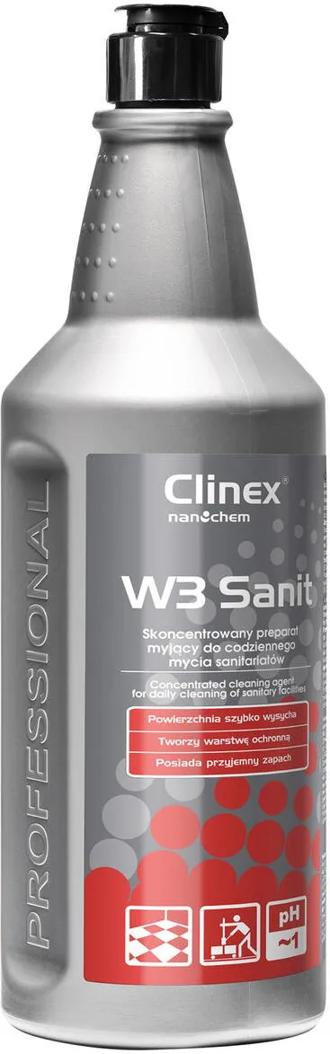Clinex W3 Sanit, 1litru, detergent lichid, concentrat, pt. curatarea obiectelor sanitare, toaletelor