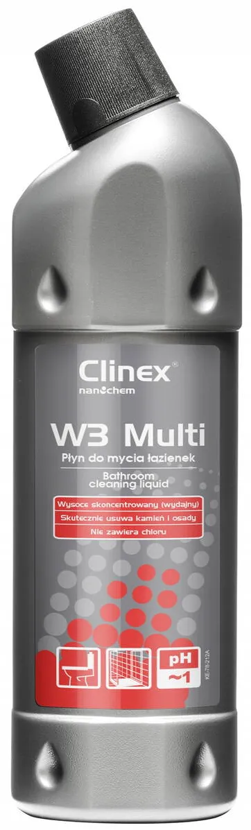 Clinex W3 Multi, 1 litru, detergent lichid, concentrat, pentru curatarea toaletelor si a bailor