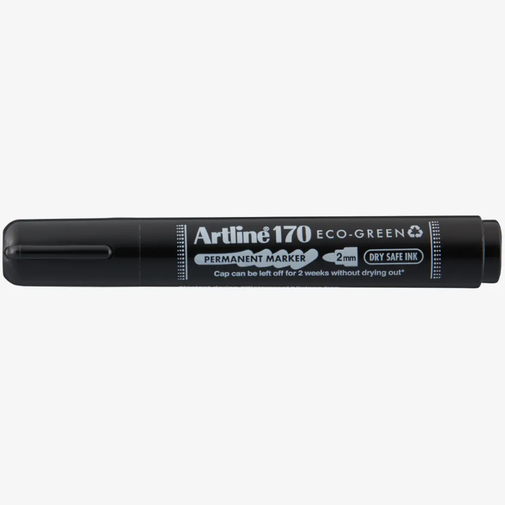 Artline Permanent marker ARTLINE 170 Eco Green - Dry safe 2 weeks, corp plastic, varf rotund 2.0mm - negru