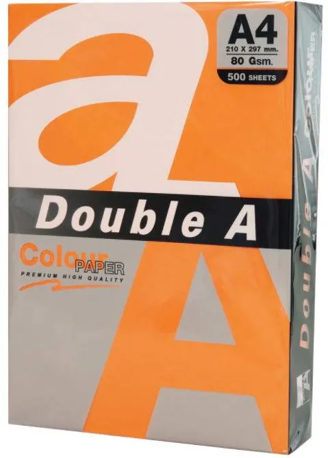 Double A Hartie color pentru copiator A4, 80gsm, 500coli/top, Double A - saffron intens