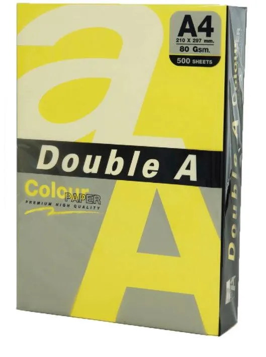 Double A Hartie color pentru copiator A4, 80gsm, 500coli/top, Double A - lemon intens