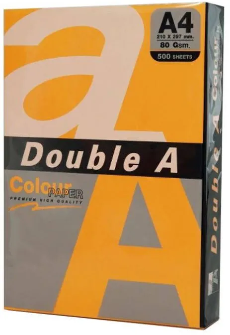 Double A Hartie color pentru copiator A4, 75gsm, 100coli/top, Double A - portocaliu neon