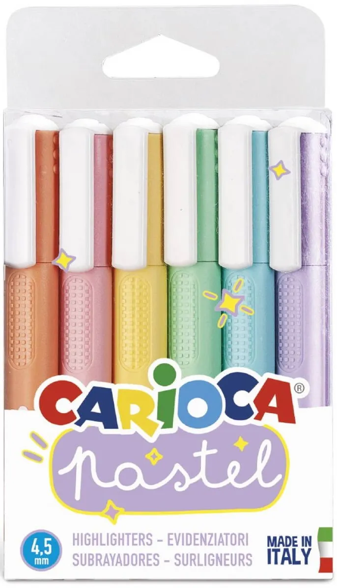Carioca Textmarkere, 6 buc/set, CARIOCA Pastel - culori pastel