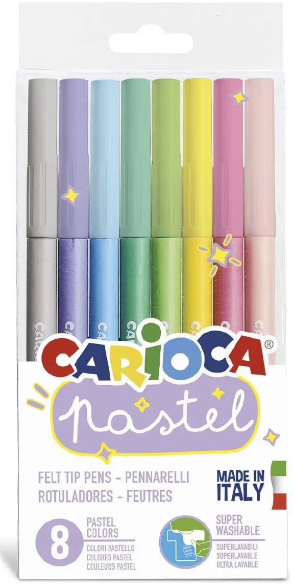 Carioca super lavabila, varf 1-4.7mm, 8 culori/set, CARIOCA Pastel - culori pastel