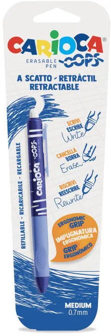 Carioca Pix erasable, 0.7mm, retractabil, CARIOCA Oops - albastru