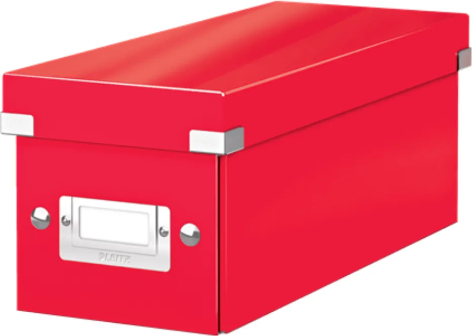Leitz Cutie depozitare LEITZ WOW Click&Store, carton laminat, pliabila, cu capac, 14x13x35 cm, rosu