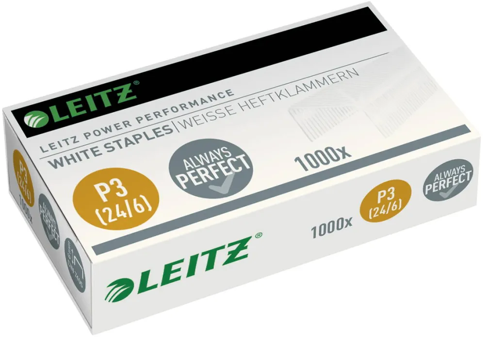 Leitz Capse LEITZ Power Performance, P3, 24/6, 1000 buc/cutie, albe