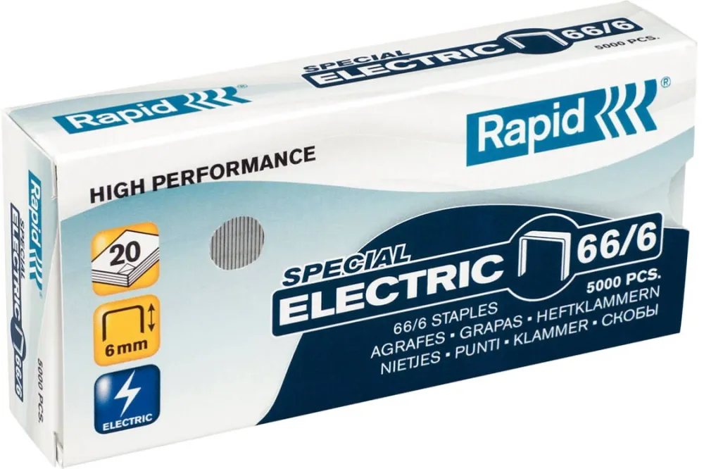 Rapid Capse Rapid Strong, 66/6, pentru capsator electric, 2-20 coli, 5000 buc/cutie