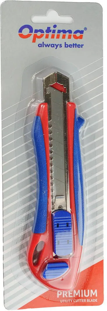 Cuttere OPTIMA Cutter Optima Premium, lama 18mm + 2 rezerve SK5, auto-incarcare, sina metalica, ABS cu rubber grip