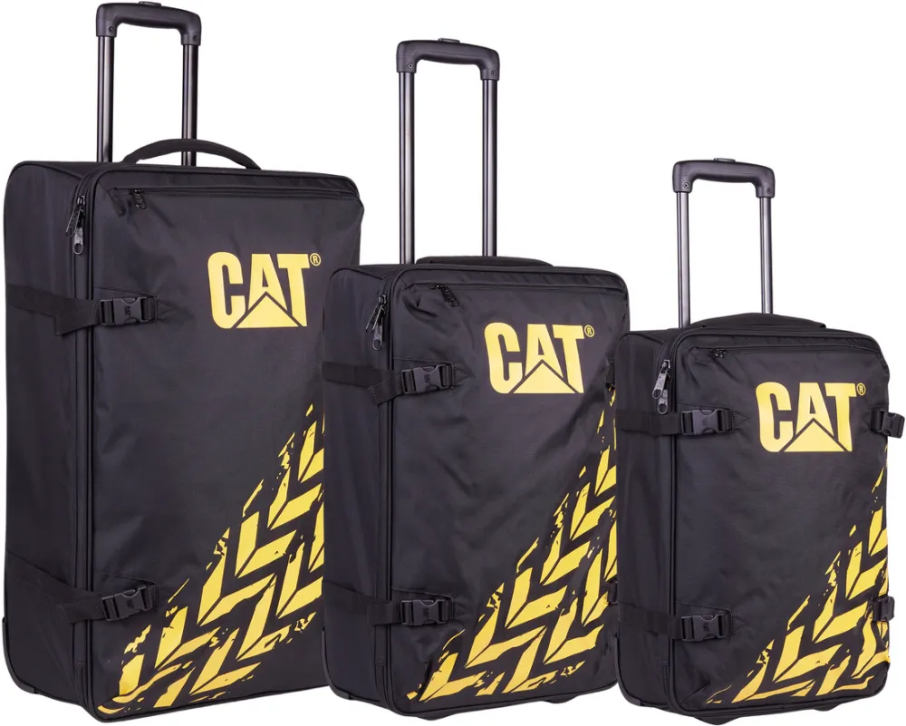 Caterpillar Set 3 trollere CATERPILLAR Soft Luggage, 42L, 57L, 62L, Polyester - negru cu galben