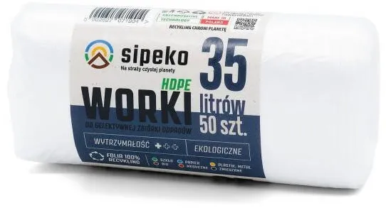 Sipeko Saci menajeri standard HDPE, 35L, 50 x 54cm, 6 microni, 50buc/rola, Sipeko - albi