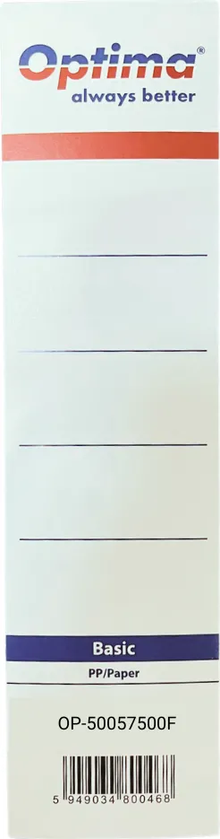 Optima Etichete albe pentru biblioraft 75 mm, 10/set, Optima