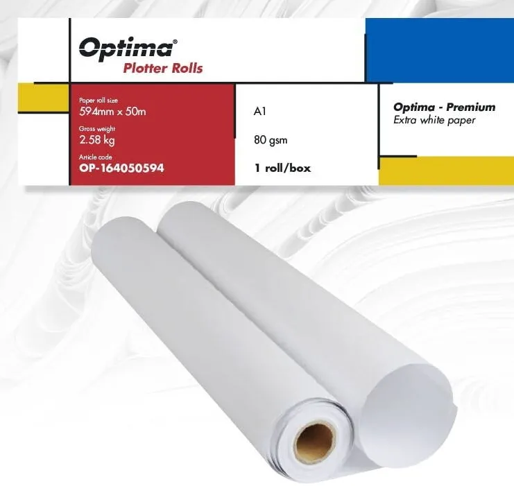 Role plotter Optima Rola plotter A1, 80gr, 594mm x 50m, Optima Premium