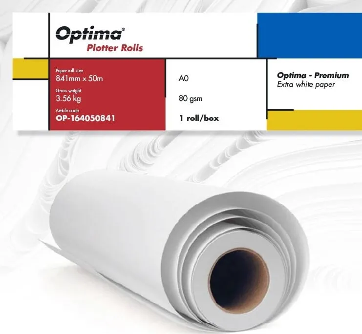 Role plotter Optima Rola plotter A0, 80gr, 841mm x 50m, Optima Premium