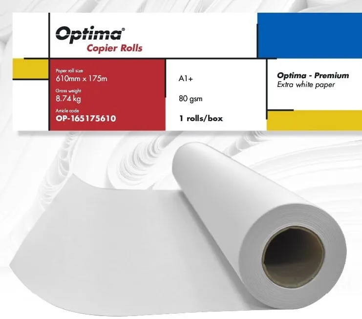 Role plotter Optima Rola copiator A1+, 80gr, 610mm x 175m, Optima Premium