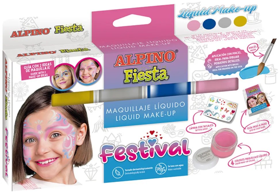 Alpino Set ALPINO Festival Liquid Make-up, 4 culori x 10gr + pensula