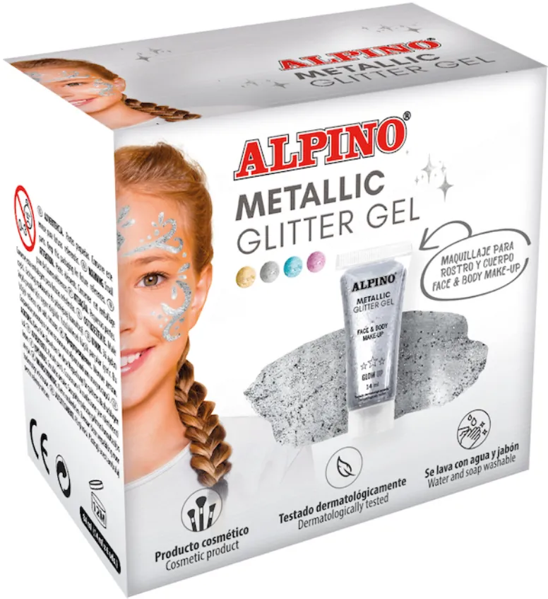 Alpino Make-up lichid, 14ml, ALPINO Metallic Glitter - argintiu