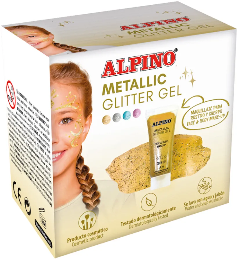 Alpino Make-up lichid, 14ml, ALPINO Metallic Glitter - auriu