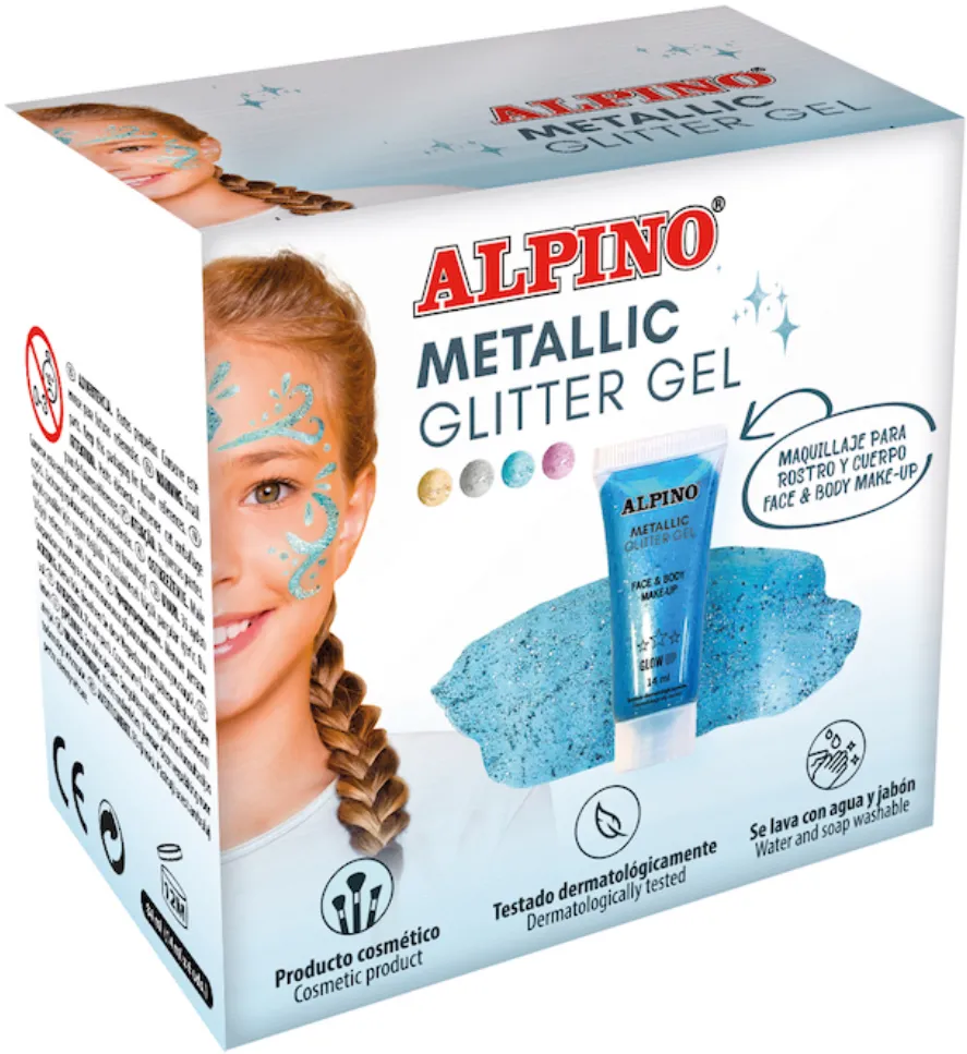 Alpino Make-up lichid, 14ml, ALPINO Metallic Glitter - albastru