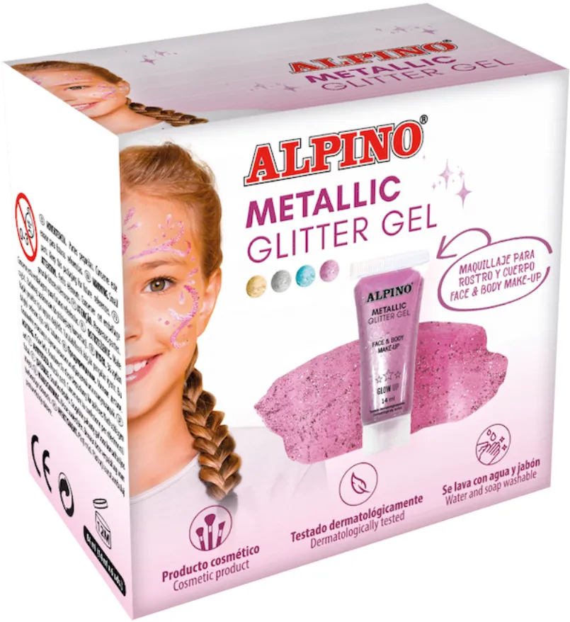 Alpino Make-up lichid, 14ml, ALPINO Metallic Glitter - roz