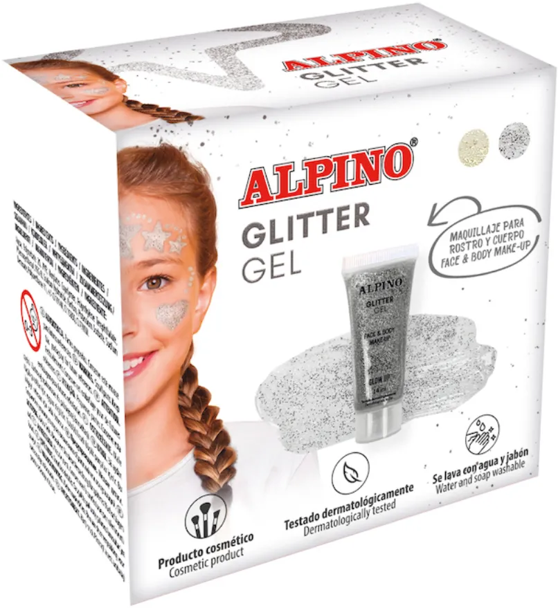 Alpino Make-up lichid, 14ml, ALPINO Glitter - argintiu