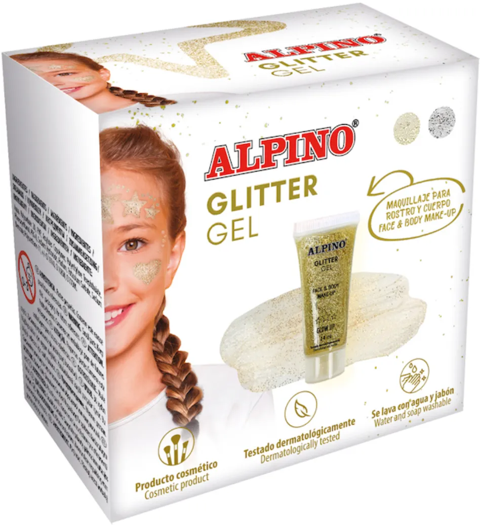 Alpino Make-up lichid, 14ml, ALPINO Glitter - auriu