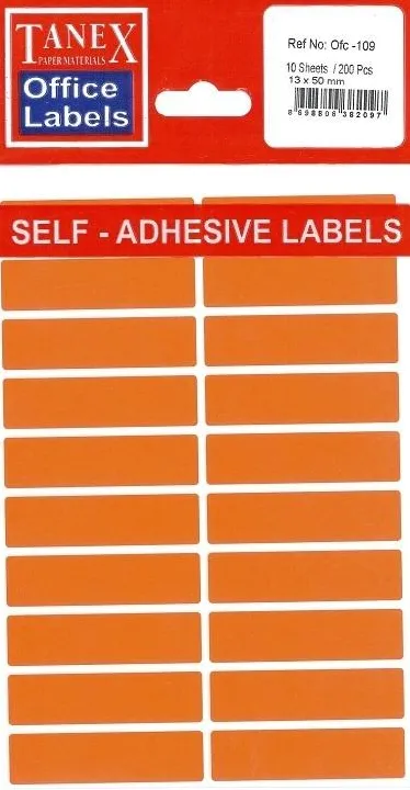 Tanex Etichete autoadezive albe, 13 x 50 mm, 200 buc/set, Tanex