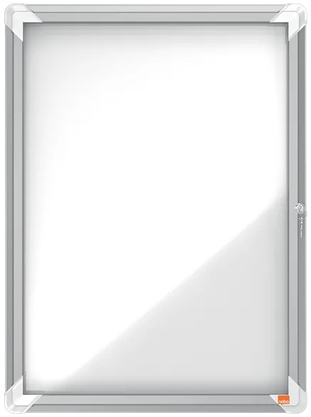 Nobo Avizier NOBO Premium Plus, exterior, otel emailat, 4x A4, cu usa si cheie, magnetic, alb