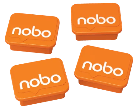 Nobo Magneti pentru table NOBO, 18x22 mm, sustin 4 coli, 4 buc/set, portocaliu