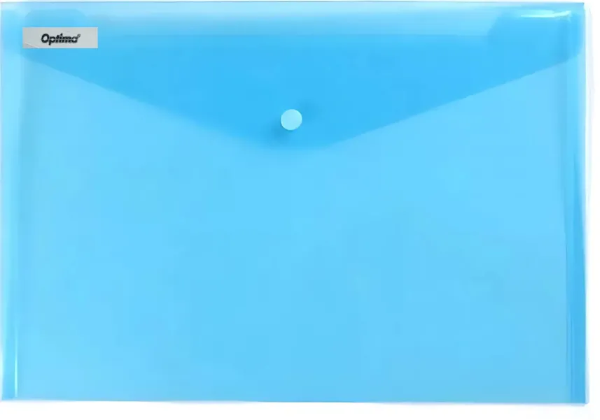 Optima - prod din plastic Mapa PP protectie documente A5 landscape, inchidere cu capsa, 10/set, Optima - albastru transparent