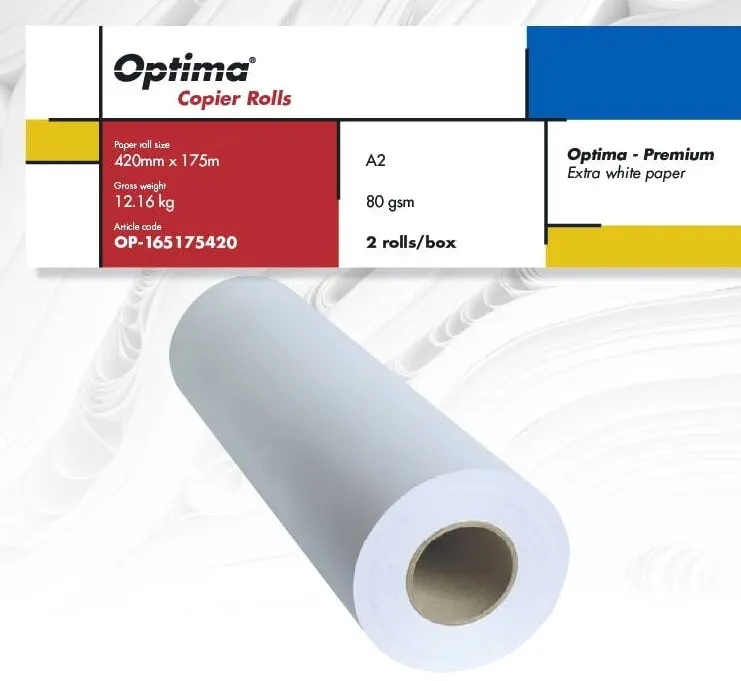 Role plotter Optima Rola copiator A2, 80gr, 420mm x 175m, 2 role/cutie, Optima Premium
