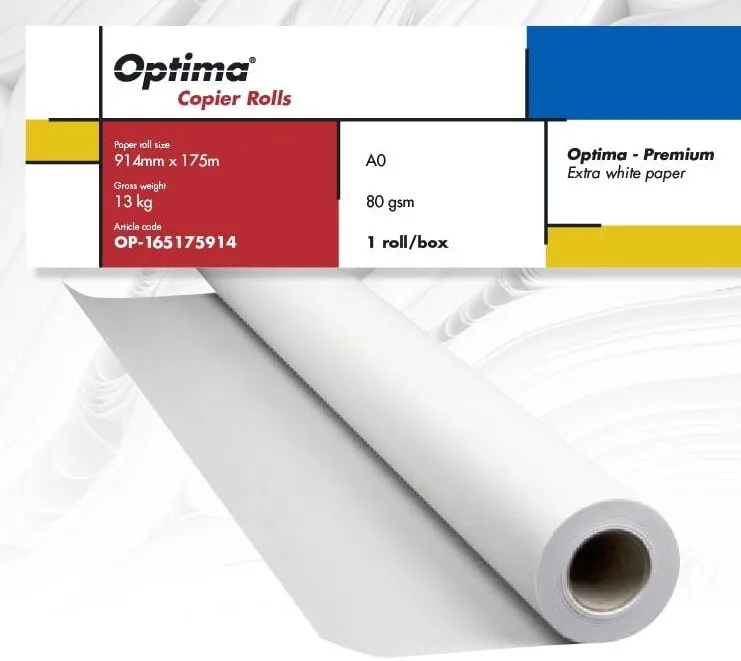 Role plotter Optima Rola copiator A0+, 80gr, 914mm x 175m, Optima Premium