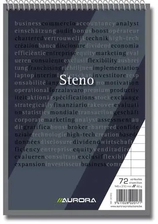 Aurora Blocnotes cu spirala, A5, 72 file - 60g/mp, liniat stanga, Aurora Office - dictando
