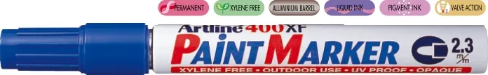 Artline Marker cu vopsea Artline 400XF, corp metalic, varf rotund 2.3mm - albastru