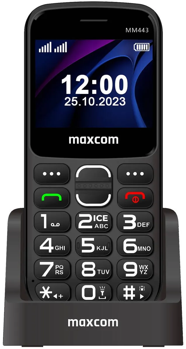 Telefon Mobil Maxcom MM443 Comfort 4G, Dual SIM, Negru + Loading Stand