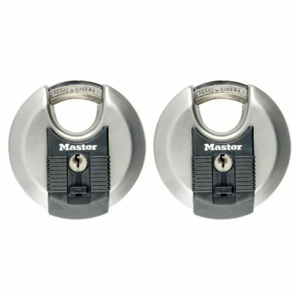 Master Lock Set 2 Lacate Master Lock M40EURT, inox, Argintiu/Negru, cu Cheie