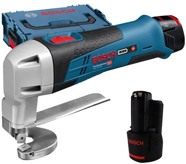 BOSCH GSC 12V-13 - Masina de taiat tabla cu 2 acumulatori, Li-Ion, 12 V, 2 Ah, 1.3 mm, valiza speciala