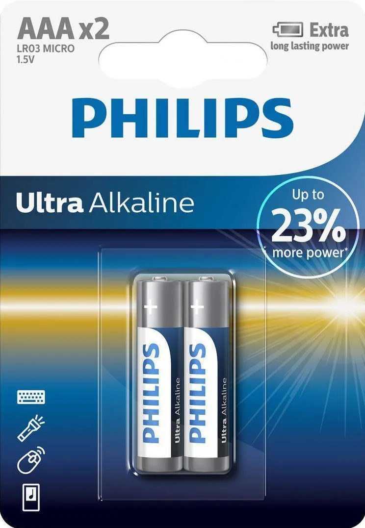 Philips BATERII PH ULTRA ALKALINE AAA, 2 BUC