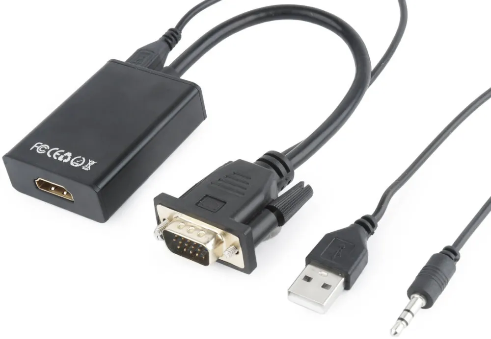 Adaptor Gembird Adaptor VGA la HDMI (T/M), 0.15m, up to 1080P/60Hz, GEMBIRD, black,  "A-VGA-HDMI-01"