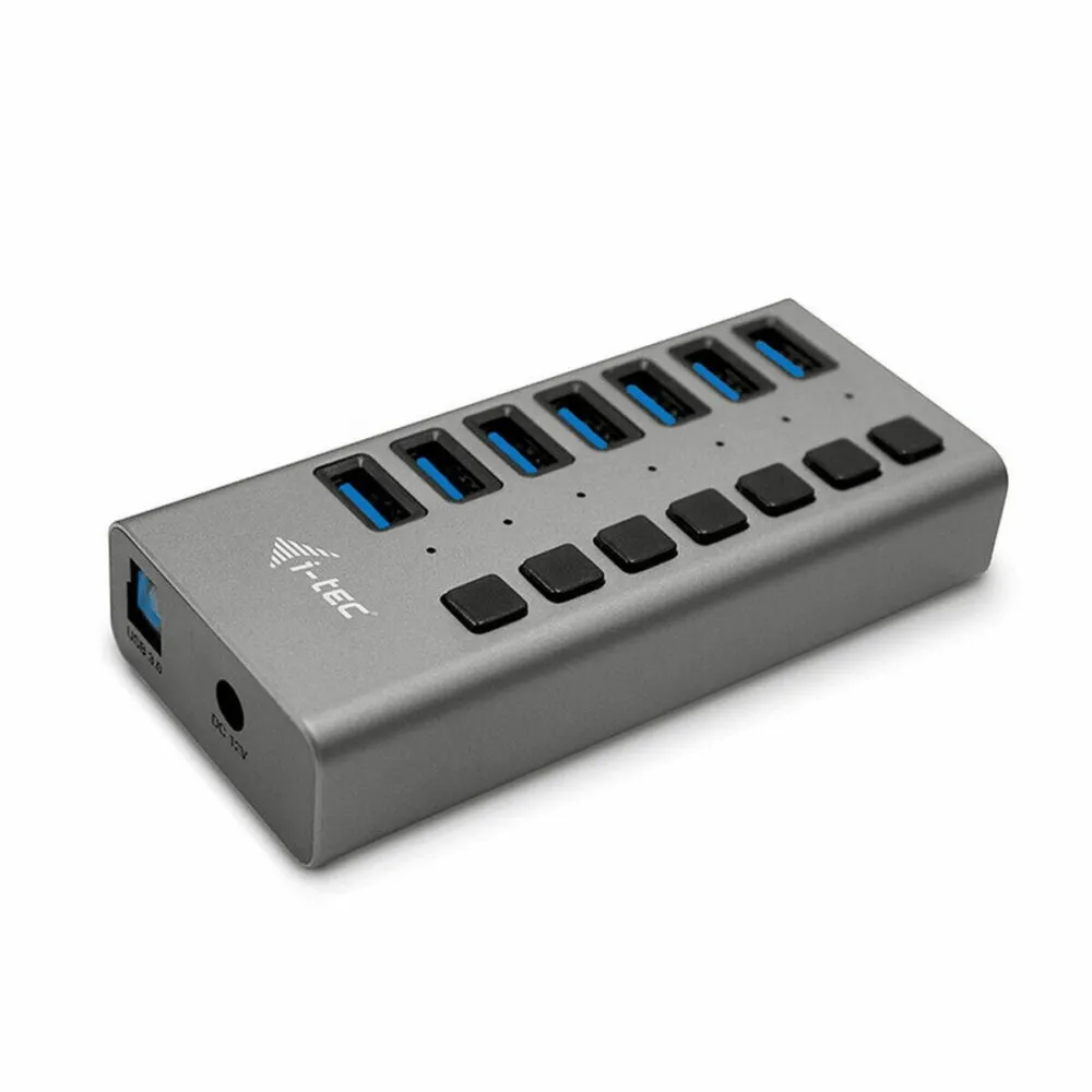 I-TEC Hub USB i-Tec, 7 porturi USB-A, indicator LED, 55cm, gri