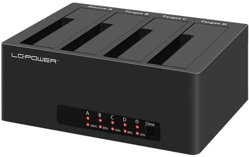 Rack LC-Power LC-Power LC-DOCK-U3-4B-V2 Statie de andocare HDD, 4 compartimente, USB 3.2, functie de clonare, negru - LC-DOCK-U3-4B-V2
