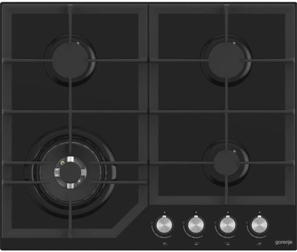 Plita GORENJE incorporabila GTW641KB, Gaz, Sticla, 4 zone de gatit, 60 cm, Negru