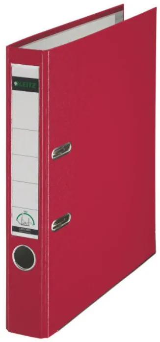 Leitz Biblioraft A4, plastifiat PP/paper, margine metalica 52 mm, Leitz 180 - rosu
