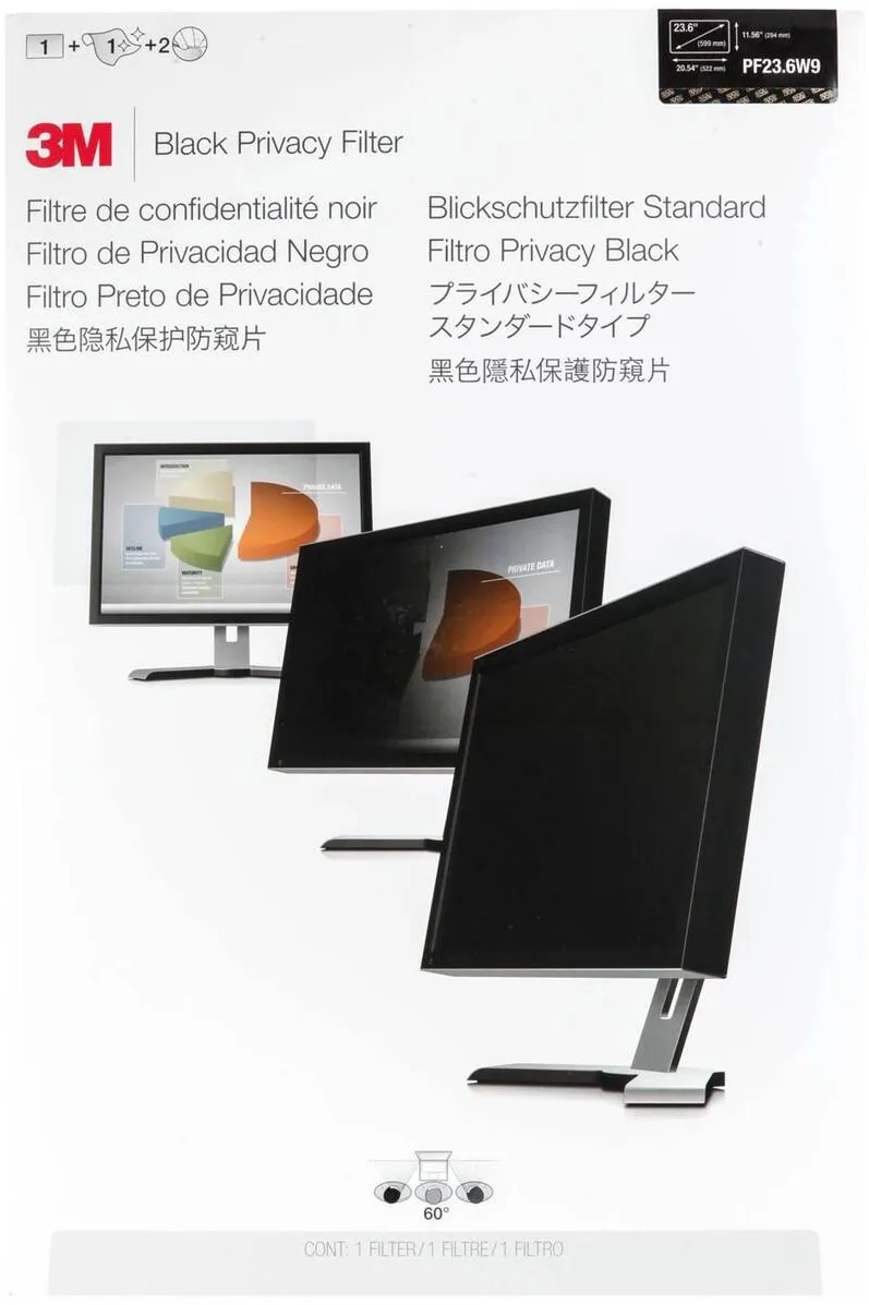 Filtru de confidentialitate monitor 3M PF236W9 59.9 cm negru