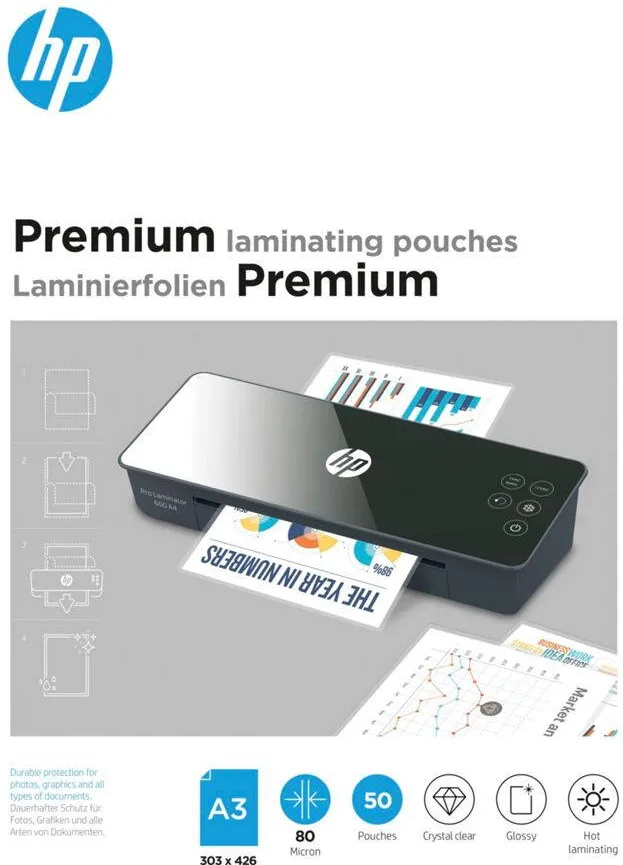 HP Premium Laminating pouches A3 80 Micron