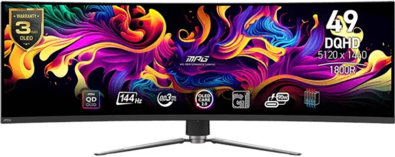 Gaming MPG 491CQP Curbat 49 inch DQHD QD-OLED 0.03 ms 144 Hz USB-C HDR