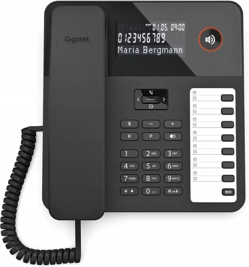 Telefon Fix Gigaset Telefon cu fir Gigaset Desk600, negru, 100 contacte, 73x108x208mm