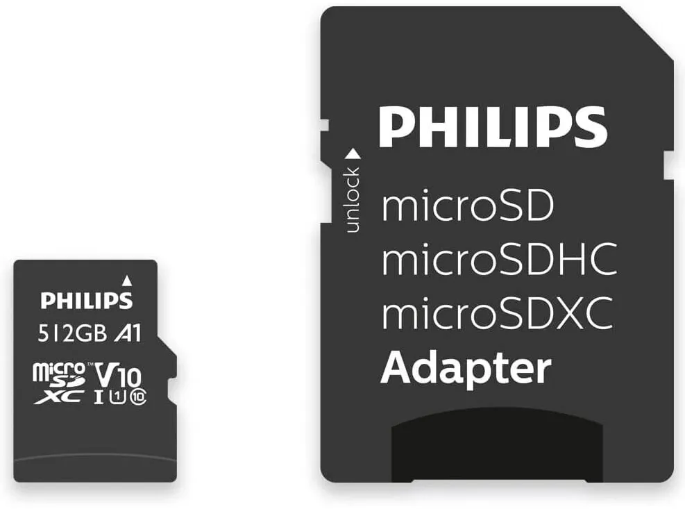 Card de Memorie Philips MicroSDXC, 512GB, Class 10 UHS-I U1, Adaptor inclus