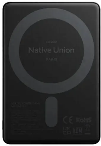 NATIVE UNION Baterie externa Native Union Magnetic 5000mAh, 15W, cablu USB-C, 2xUSB-C, Negru